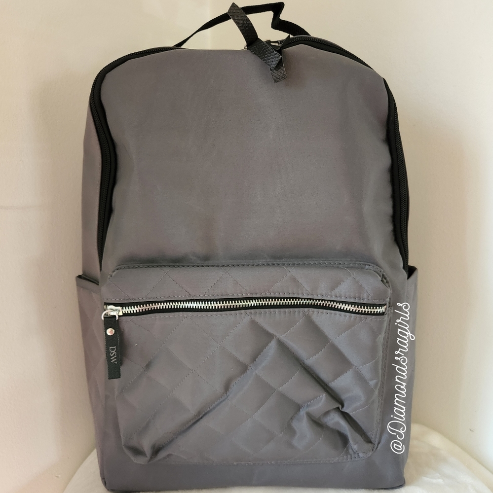 DSW Large Quilted Backpack Gray Black Silver NIP - Picture 5 of 15